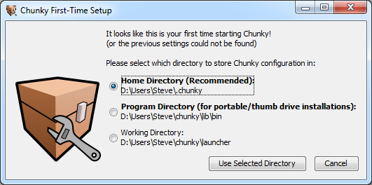 First-Time Setup dialog