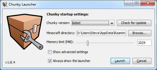 Chunky Launcher main window